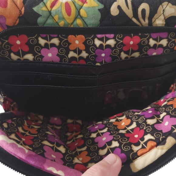 Vera Bradley Suzani Small Purse Crossbody Black Floral Retired Bag - Picture 3 of 6